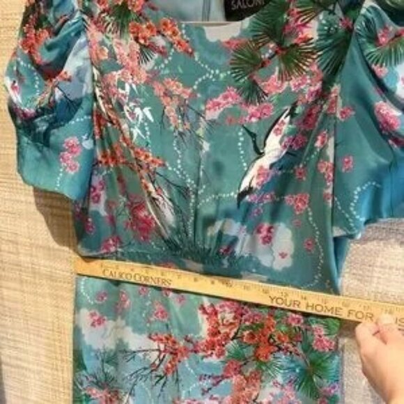 SALONI Blue Off-the-Shoulder Midi Dress for Weddings - Picture 6 of 9